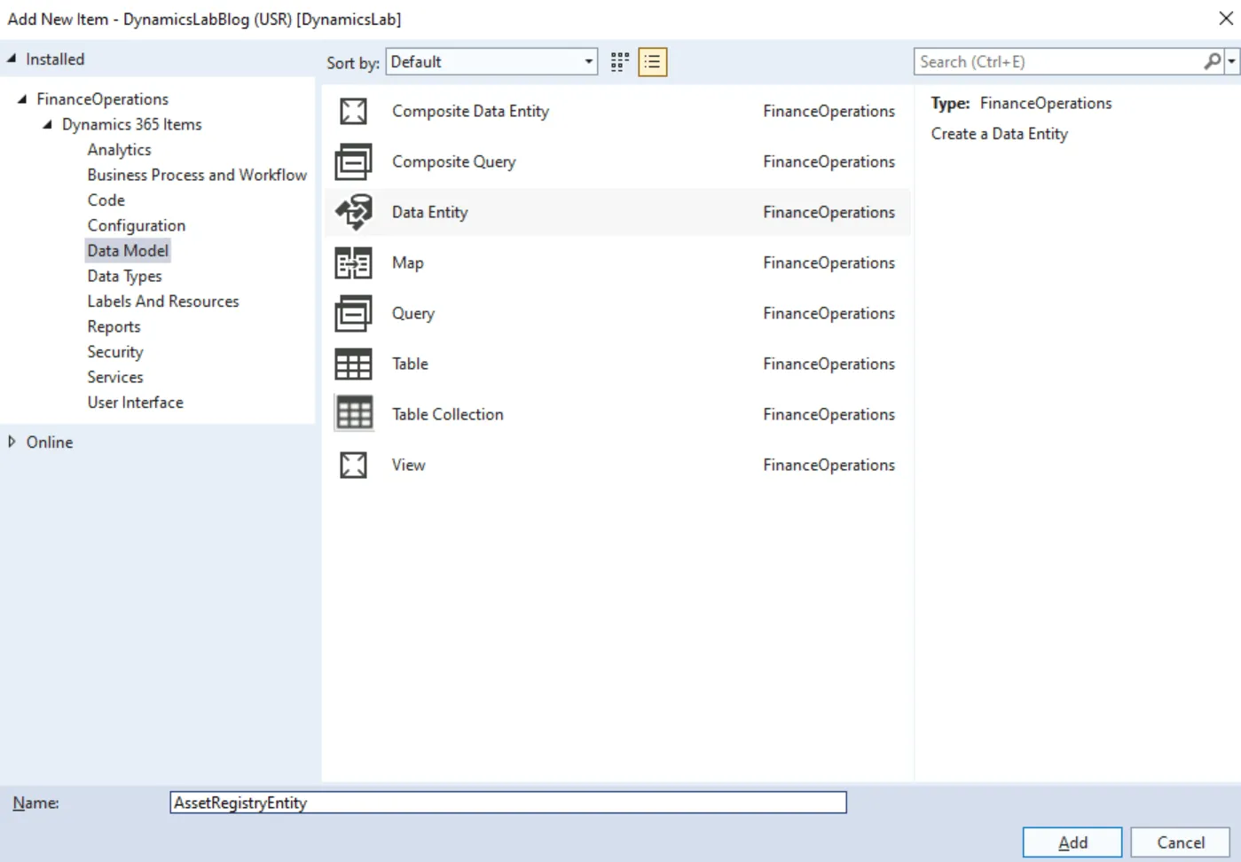 Create entity