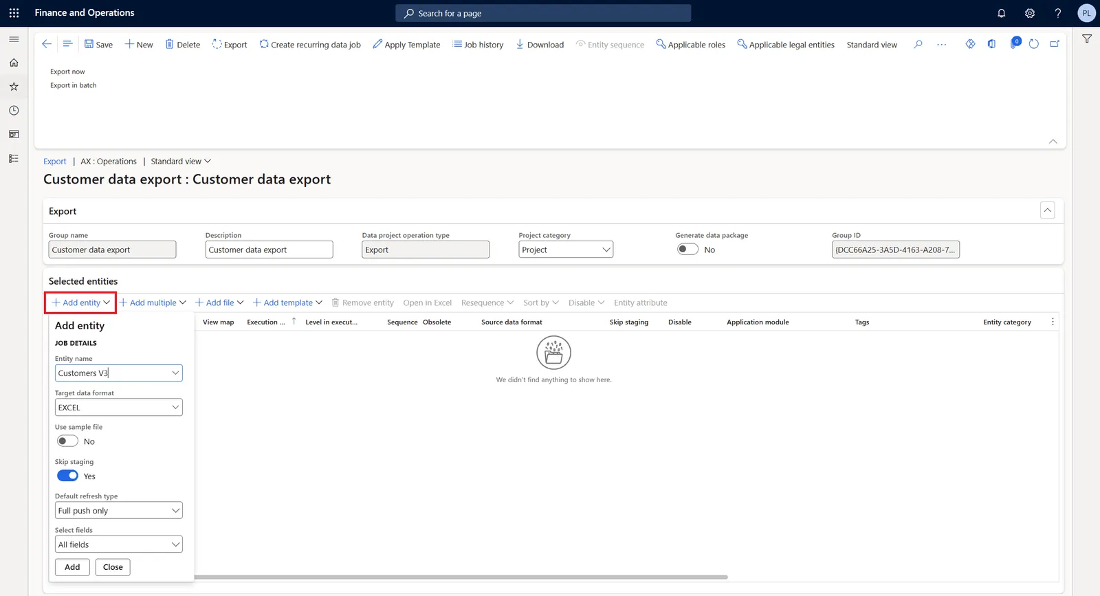 Customer data export