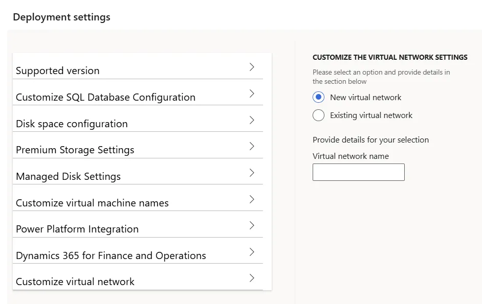 Customize virtual network