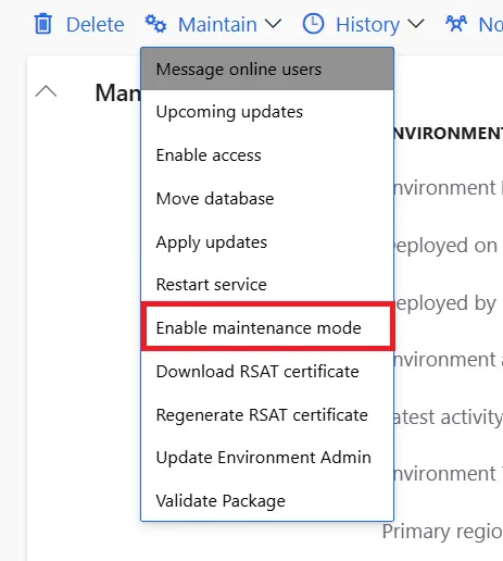 LCS enable maintenance mode