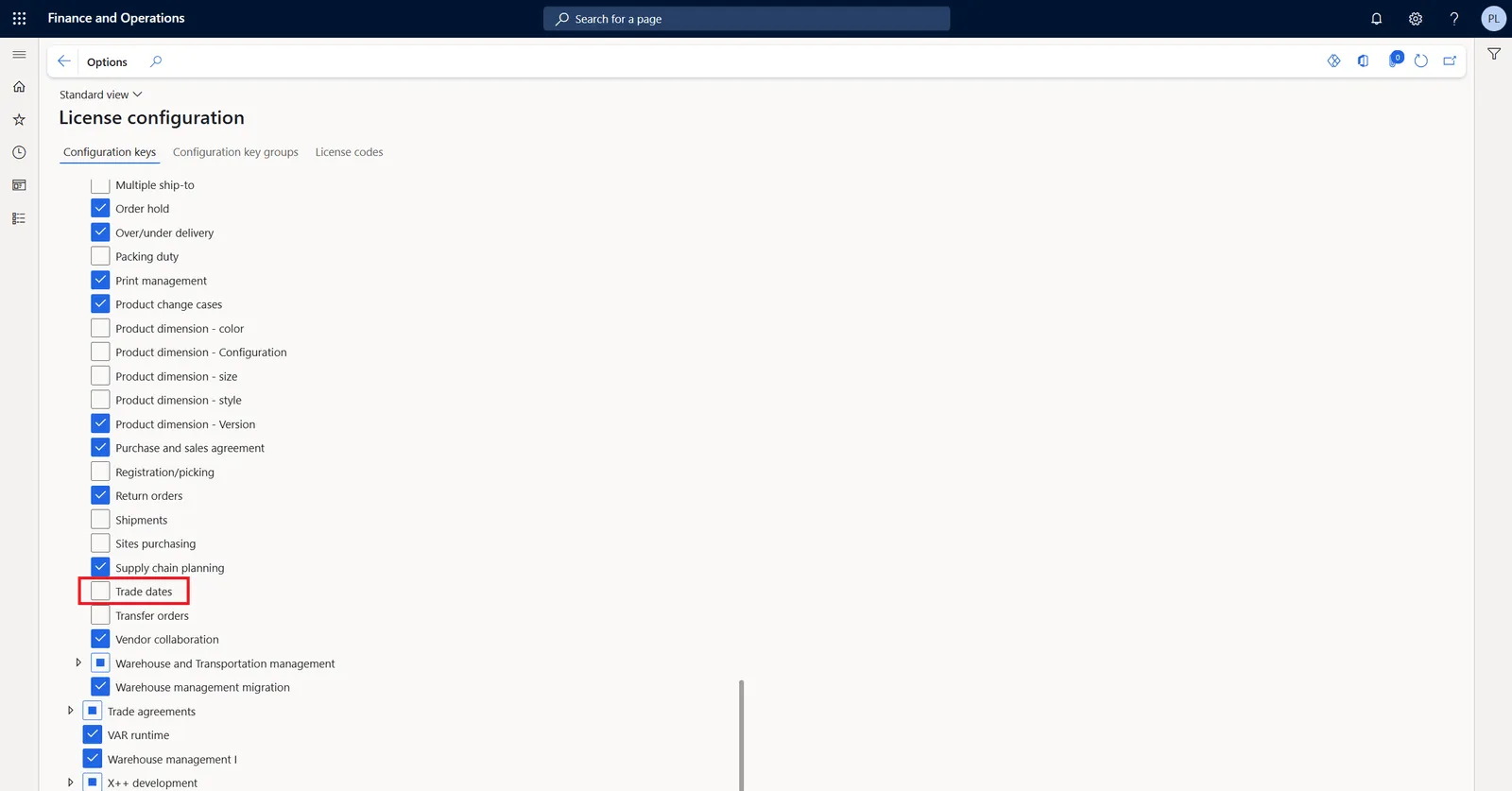Trade dates disabled